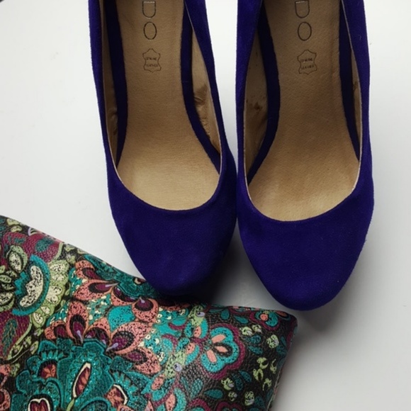 ALDO Purple Suede Wedge Platform Heels Size 6 - Picture 3 of 5